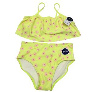 Oshkosh B'Gosh Girls Floral Bikini Set 2 Piece Swimsuit High Waist Sz 14 UPF 50+